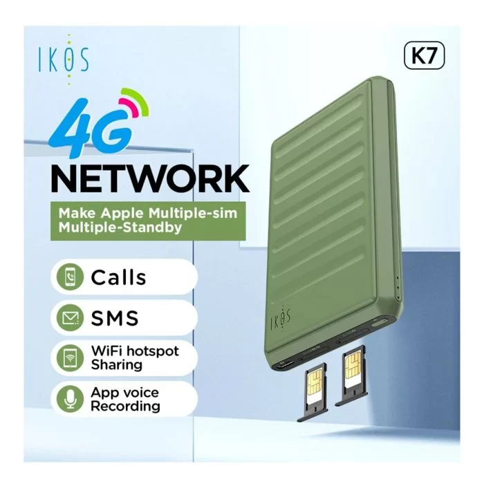 IKOS K7 Dual Sim Adapter With 4G Support For iPhone
