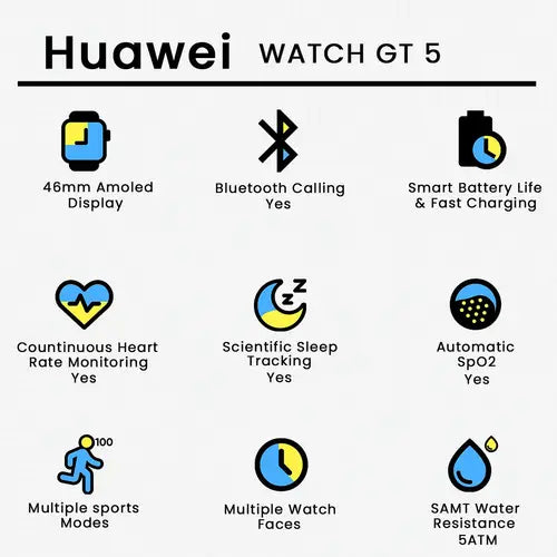 Huawei Watch GT5 46mm with 1.43″ Amoled Display & Upto 14 Days Battery