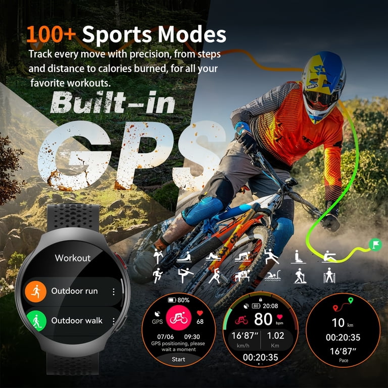 2026 Outdoor AI Chat Smartwatch with GPS, 1.43" Curved AMOLED Display